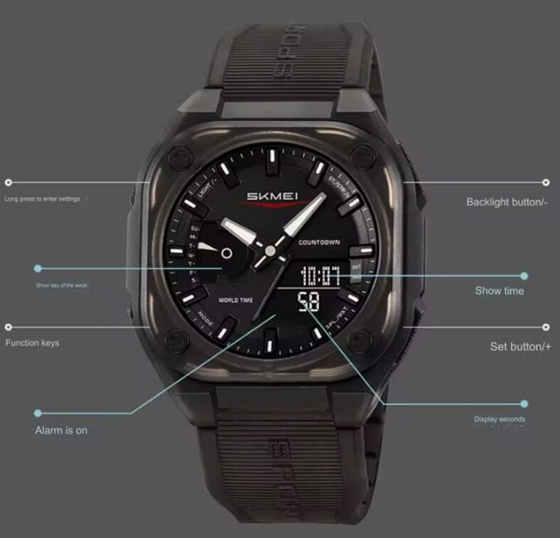 Наручные часы SKMEI, Black/Stainless Steel/Black — фото 1