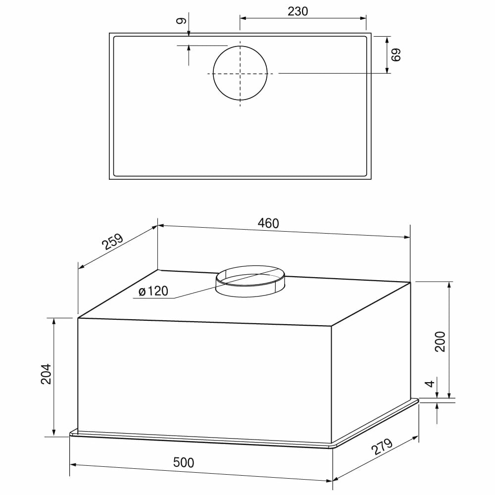 Полновстраиваемая вытяжка Krona ARVEN 500 BLACK PB V2 — фото 1
