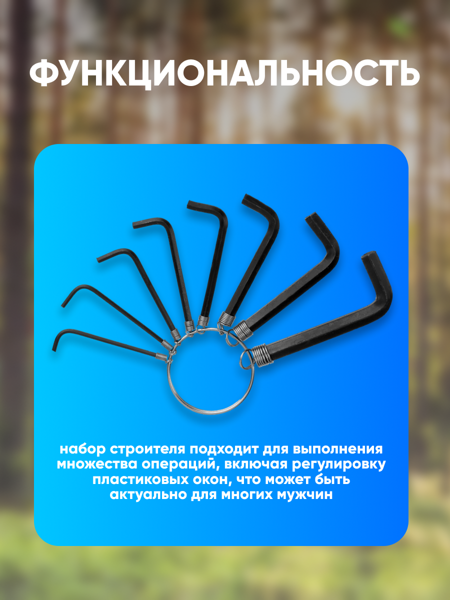 Набор ключей шестигранных на кольце ЛОМ, размеры 1.5 - 6 мм, 8 шт. — фото 1