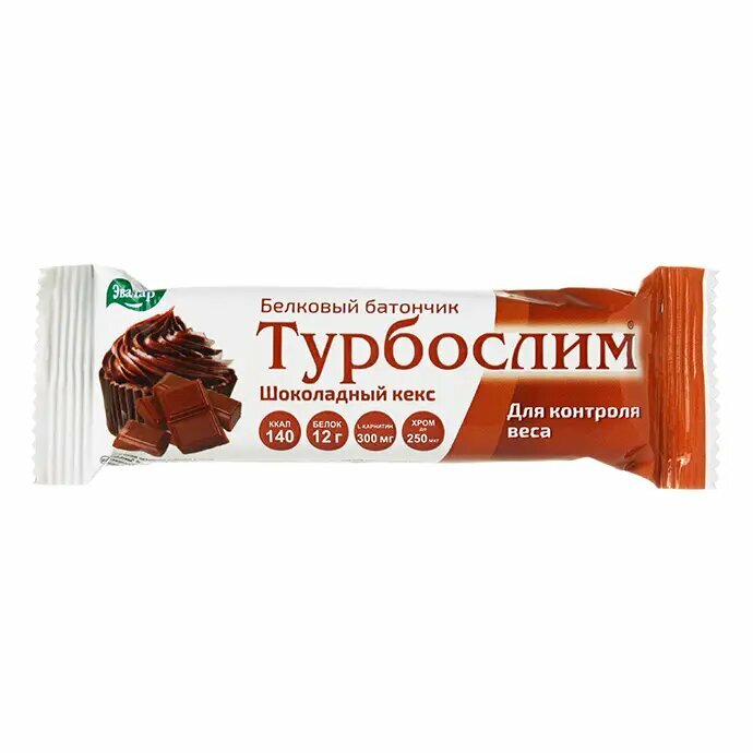 Турбослим белковый батончик для контроля веса шоколадный кекс 50 г 1 шт