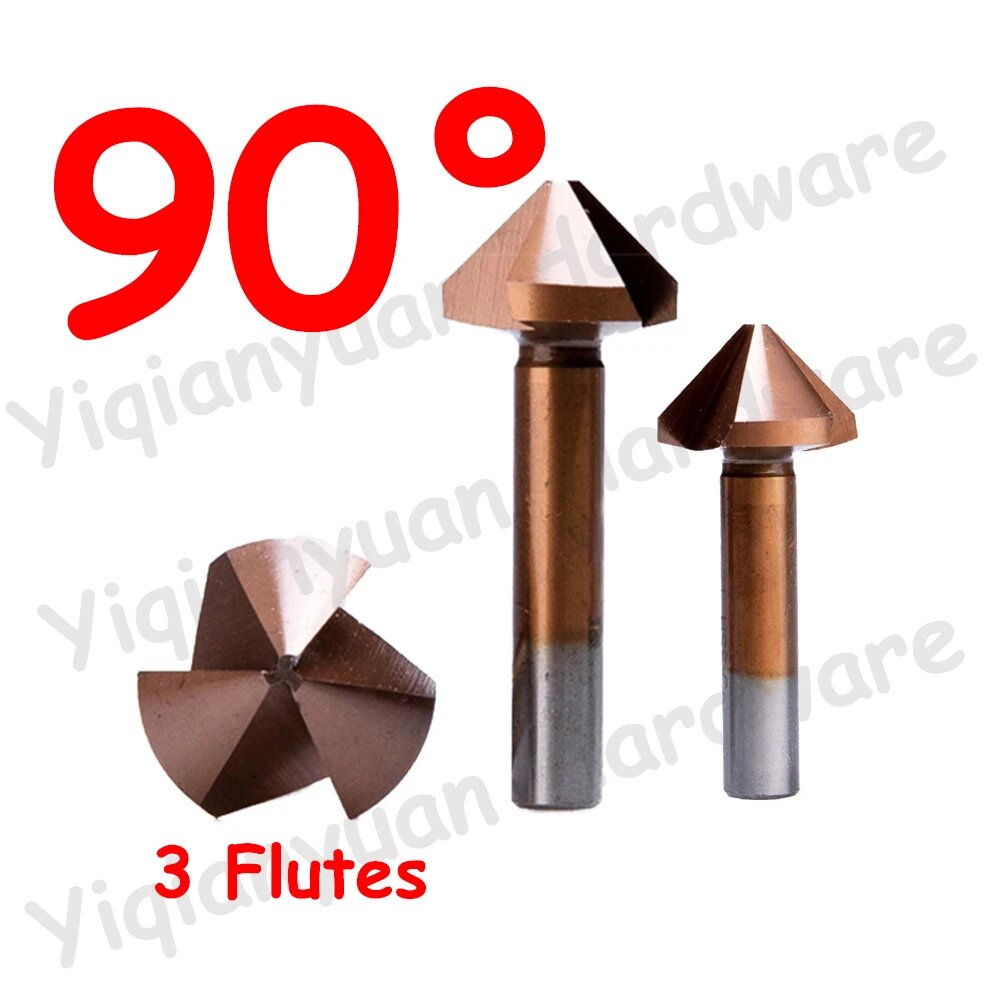 Картинки Yiqianyuan Фрезерный станок для фаски 90 градусов, 3-Flutes(1Piece), 8.3mmx90 degrees, Круг