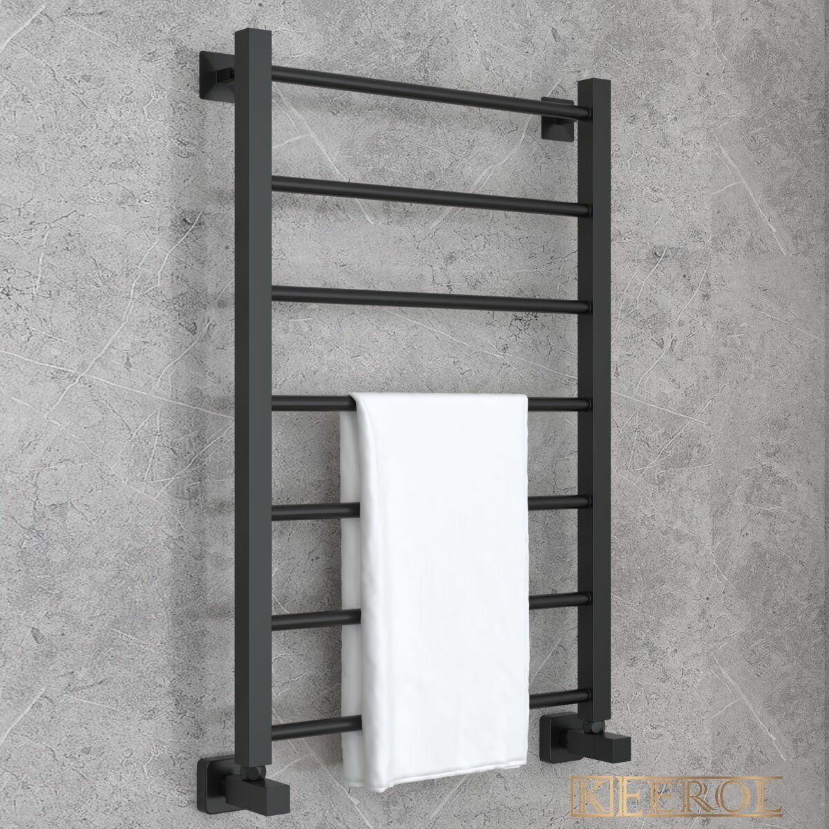 Полотенцесушитель водяной KEEROL X 800x500 чёрный матовый.