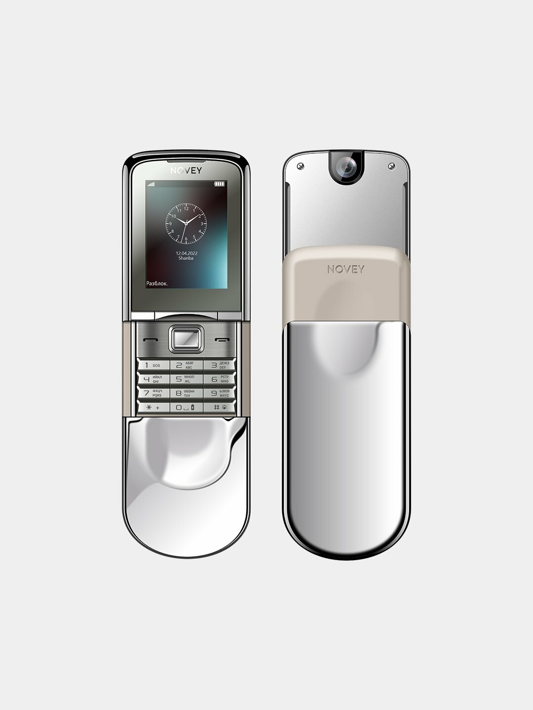 Мобильный телефон Novey N880, 2 SIM, кнопочный, классический корпус, Bluetooth, silver