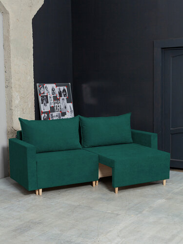 Изображение товара Раскладной диван кровать Денвер NEW прямой модульный, механизм еврокнижка, 213х102х85 см, зеленый