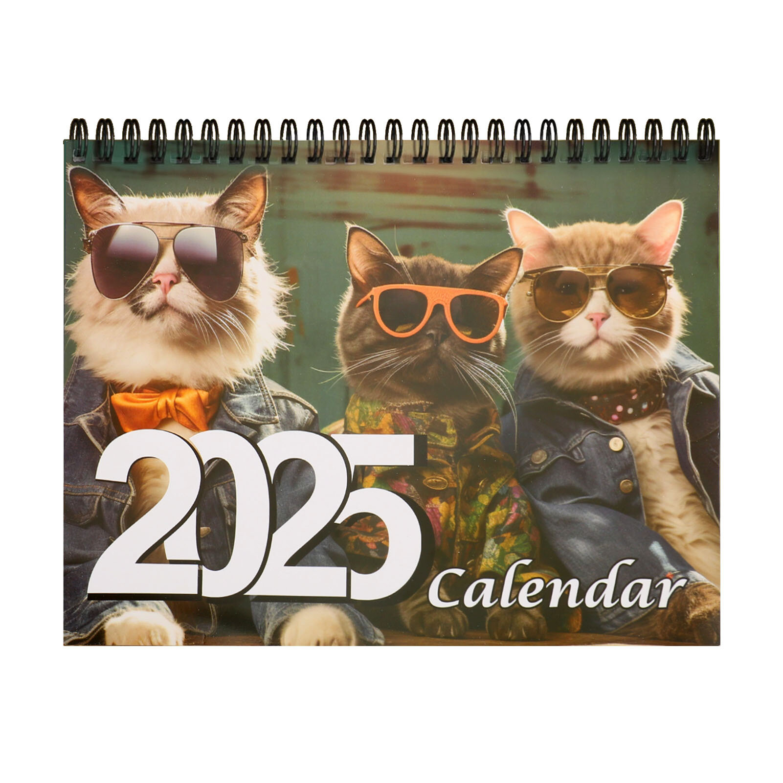 Tabletop Calendar Monthly Planner Clear Image Brightly Colored 2025 Stylish Cats for Daily Use Gift