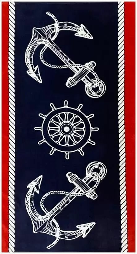Полотенце пляжное, банное, для сауны, для ванны в подарок мужчине, Морпеху Моряку на День рождения, на День ВМФ России, на 23 февраля Якоря 70х140 см