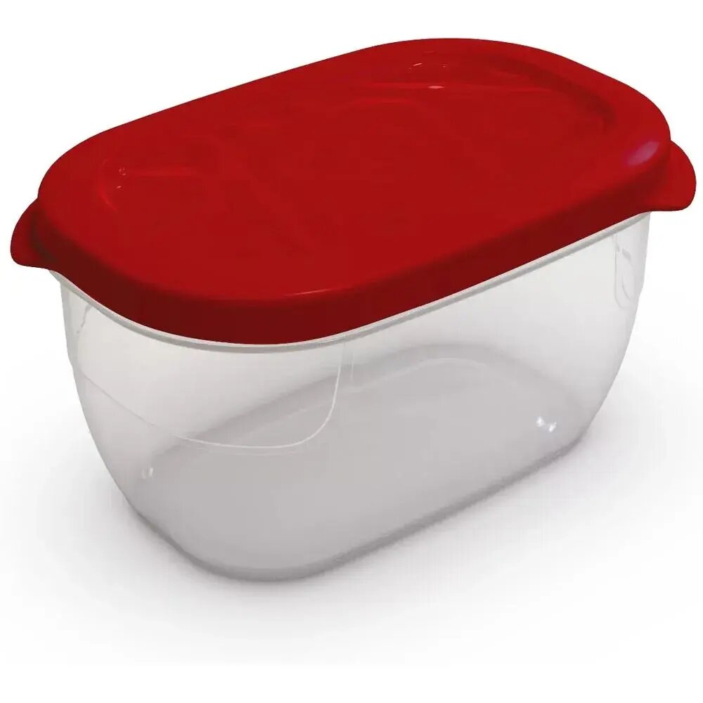 Контейнер прямоугольный flexo 0 65л  красная крышка  пластик прозрачный  пищевой  11х8х6см
