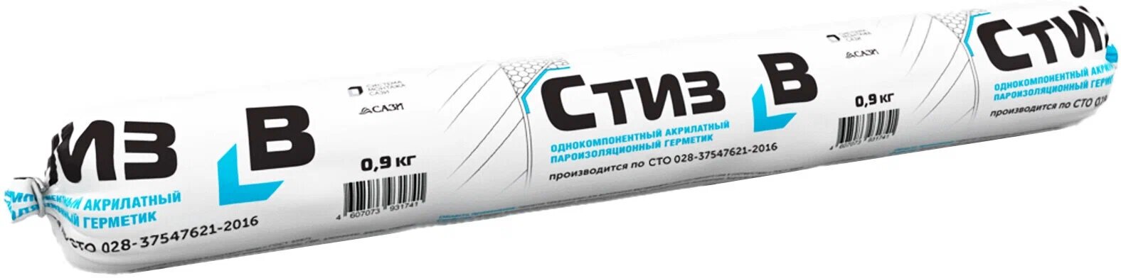 Акриловый герметик  Сази  СТИЗ В  тиксотропый  белый  для внутренних работ  0 9 кг