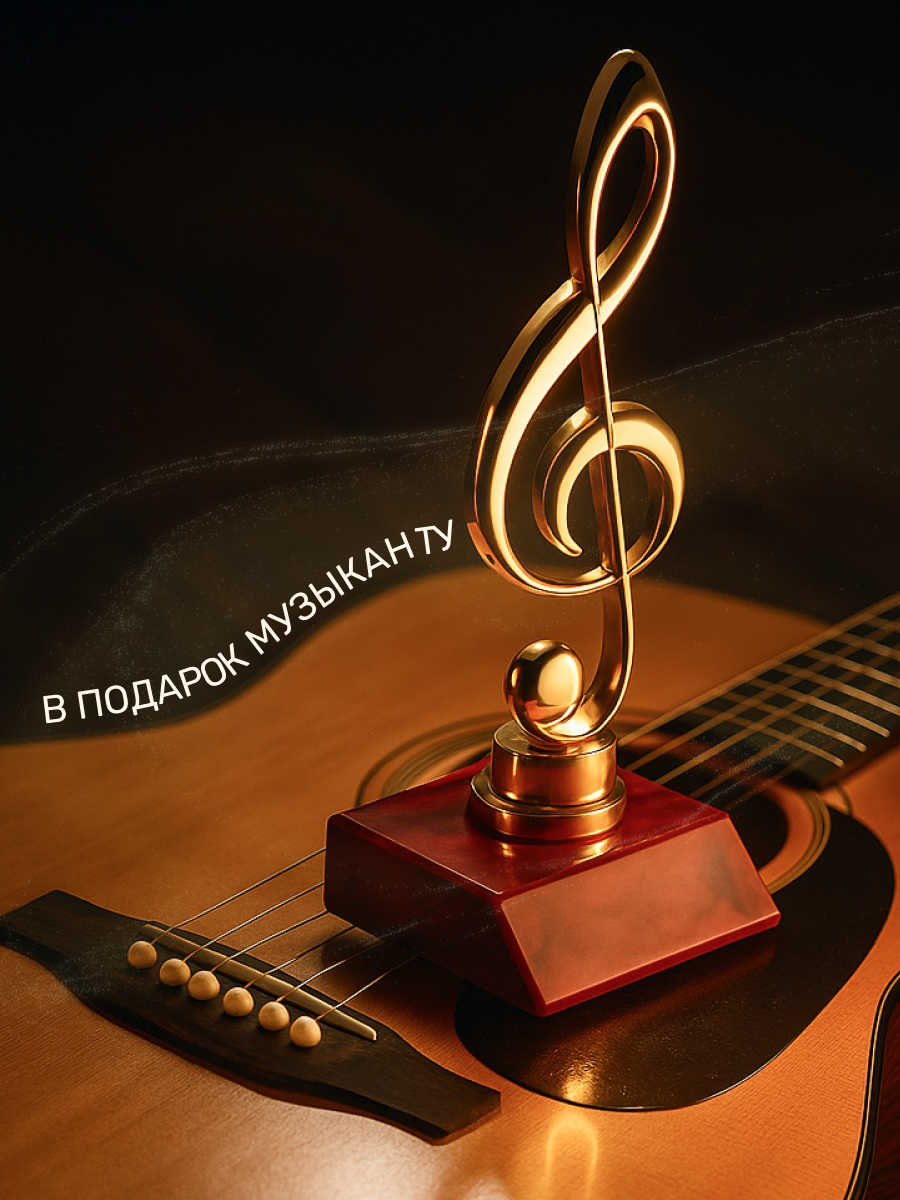 Статуэтка наградная подарочная «Скрипичный ключ», золотой кубок, 14,8 х 6,2 х 6,2 см — фото 1
