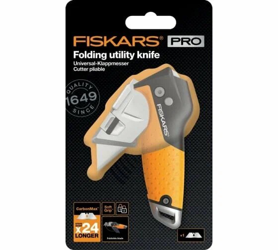 Нож строительный складной FISKARS CarbonMax (1027224) длина 16 см