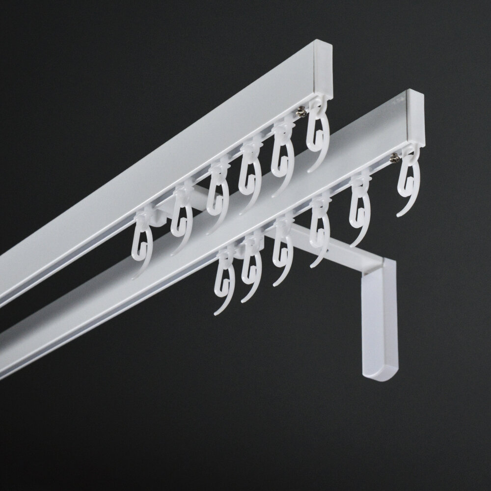 Карниз для штор двухрядный потолочный и настенный металлический 