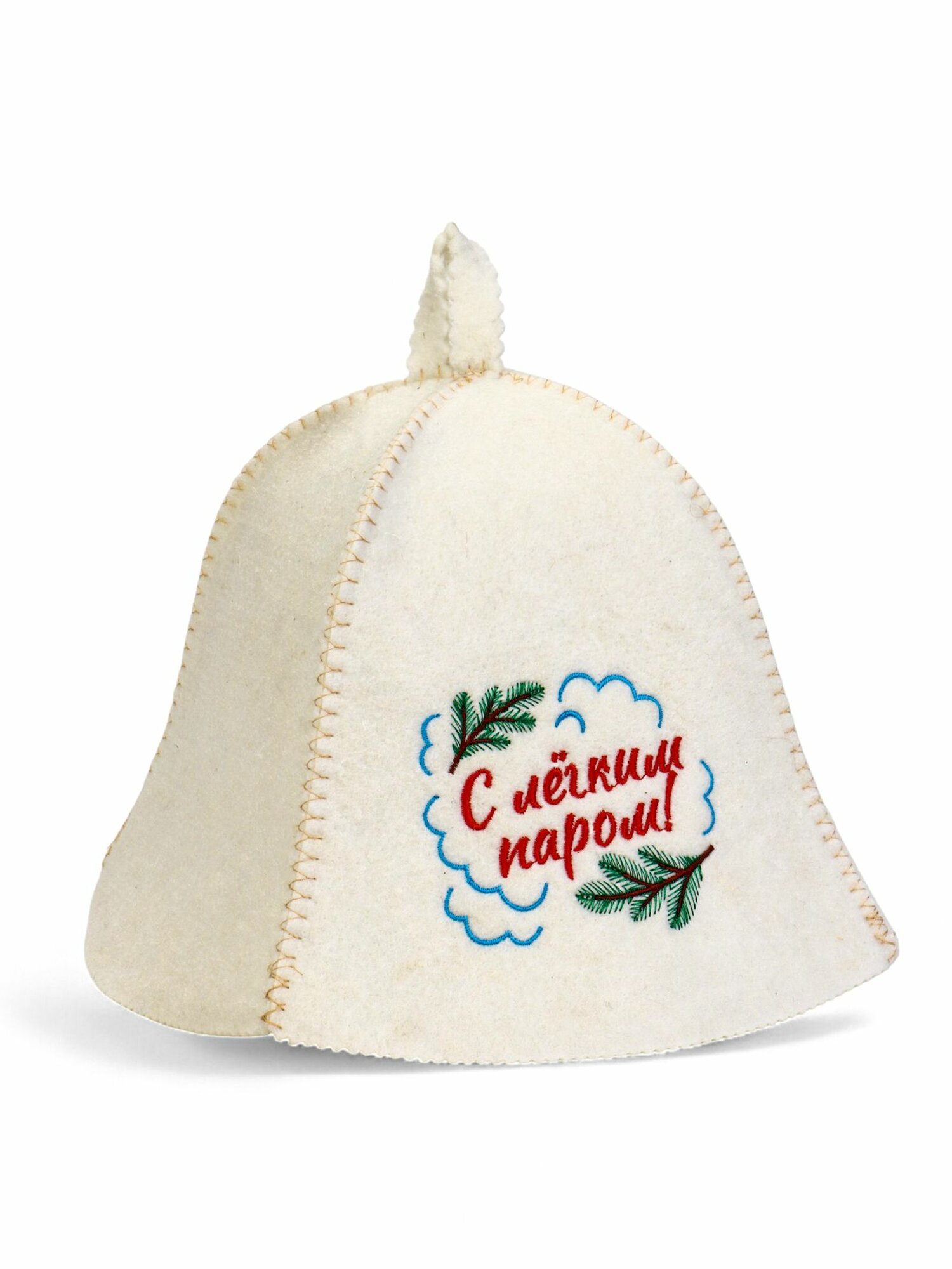 Шапка для бани и сауны подарочная С лёгким паром    шерсть 50   полиэфир 50   белая