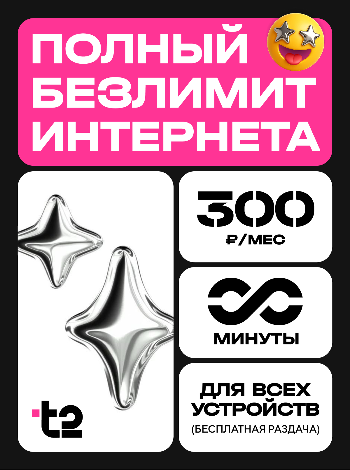 Сим карта теле 2 (полный безлимитный интернет) за 300 рублей в месяц Партнер М