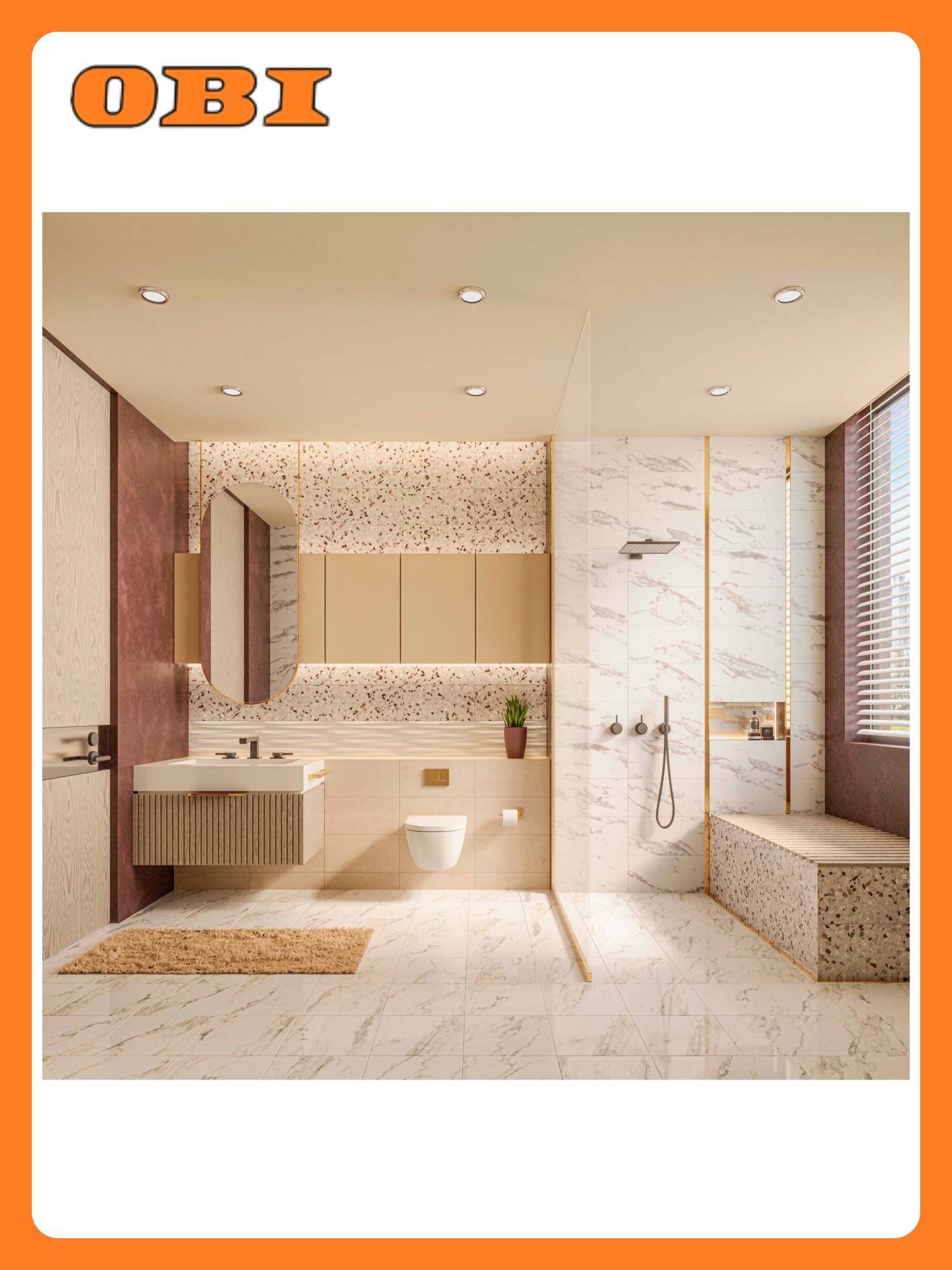 Плитка Настенная Axima Мальта бежевый рельеф 25X50 см 125 м²