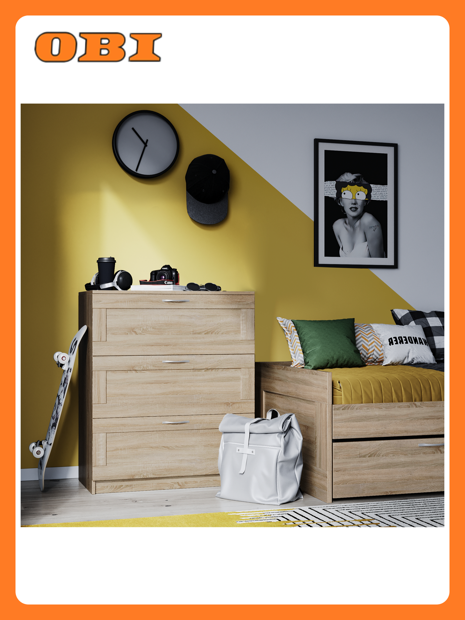 Комод Шведский Стандарт Сириус 3 ящика дуб сонома