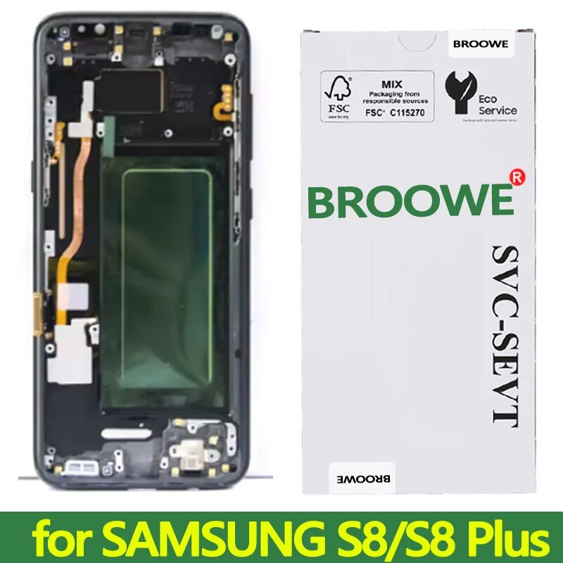 Дисплей Super AMOLED высшего качества для Samsung S8, G950F, G950FD, S8 Plus, G955, G955F, протестирован, запасные части для сенсорного ЖК-экрана S8 Black frame
