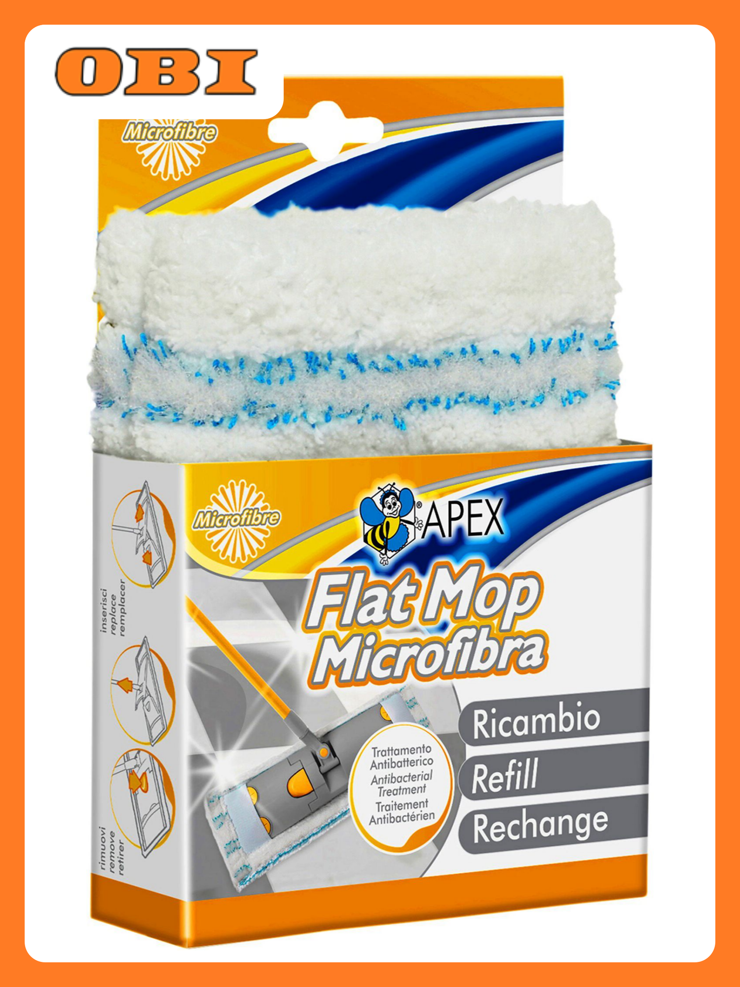 Насадка на швабру Apex Flat Mop микрофибра для всех типов пола 15 см
