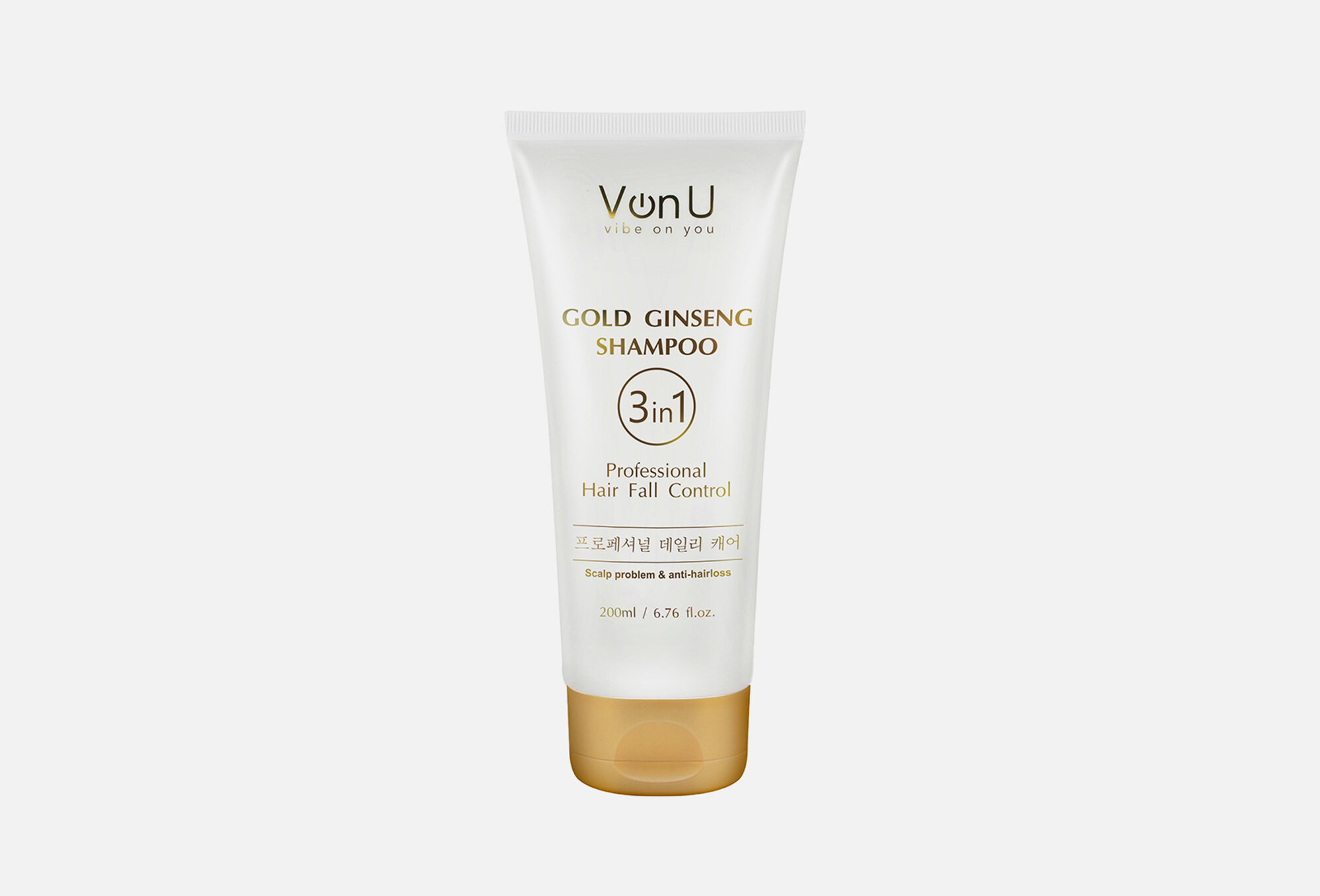 Von-U Gold Ginseng Shampoo 3-in-1 шампунь с золотом и женьшенем, 200 мл