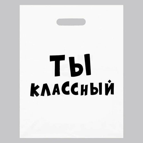 Пакет с приколами, полиэтиленовый с вырубной ручкой, Ты классный, 31х40 см, 60 мкм, 20 шт.