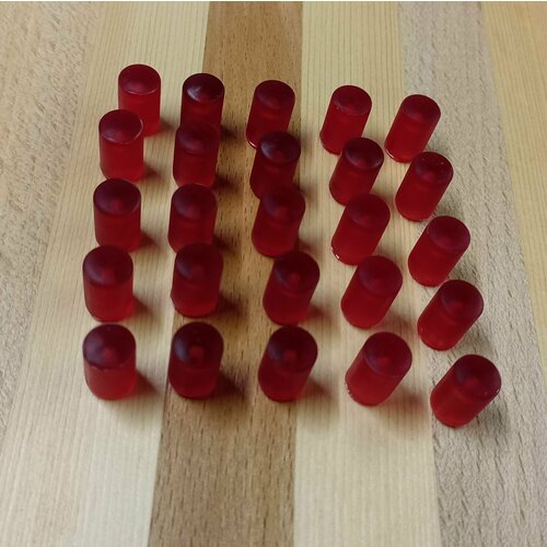 Комплект 25 штук кнопок басовых гармонных 9,5х15х2,5 красные однотонные для левой клавиатуры гармони 25х25