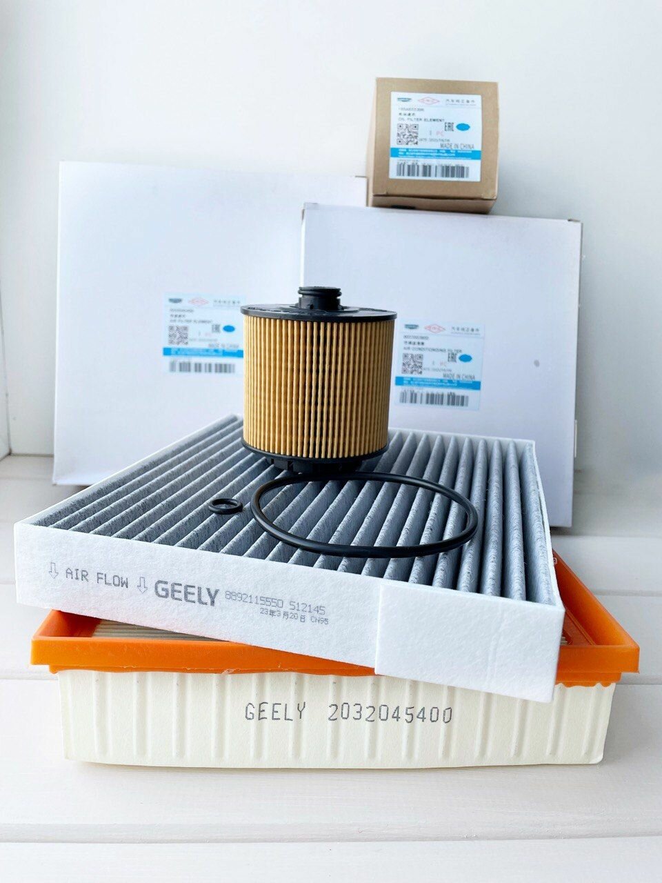 Комплект фильтров для ТО на Geely ATLAS PRO ( масляный + воздушный + салонный) / Набор для ТО Джили атлас про
