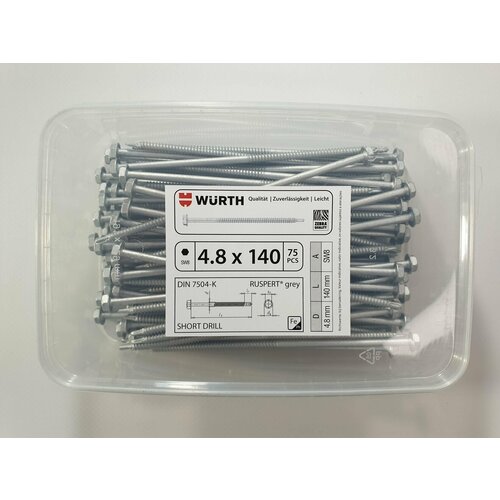 Саморез кровельный DIN 7504-K 4.8x140 (75 pcs) WURTH, Германия