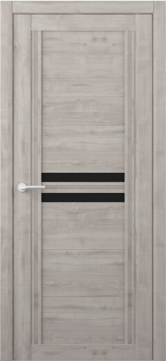 Межкомнатная дверь (комплект) Albero Каролина покрытие Soft Touch / ПО Soft Графит Черное Стекло 60х200