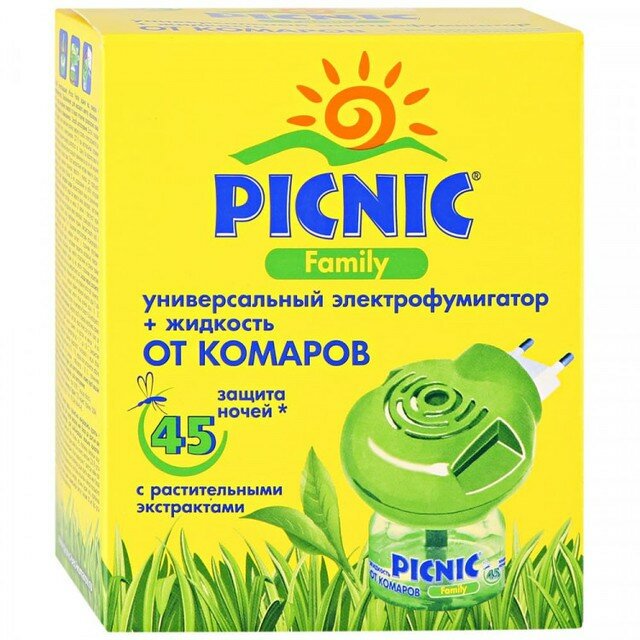 Фумигатор + жидкость Picnic Family от комаров с растительным экстрактом