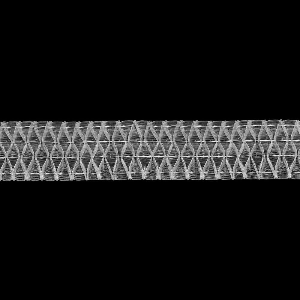 Шторная лента с петлями для крючков 8см*50м 'Вафельная складка' 2 ряда петель 4 шнура прозрачная Айрис