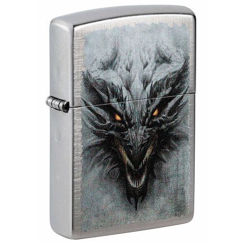 Зажигалка кремниевая Dragon Design с покрытием Linen Weave, серебристая, Zippo, 48732