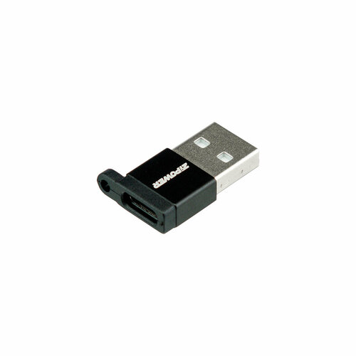 ZIPOWER Адаптер с USB A на Type-C, 3 A быстрая зарядка, передача данных 380 Мб/сек, черный, PM6679