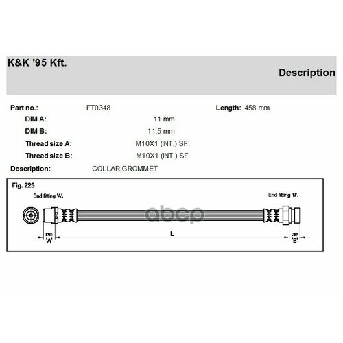 Шланг Тормозной Передний Ft0348 K&K арт. FT0348