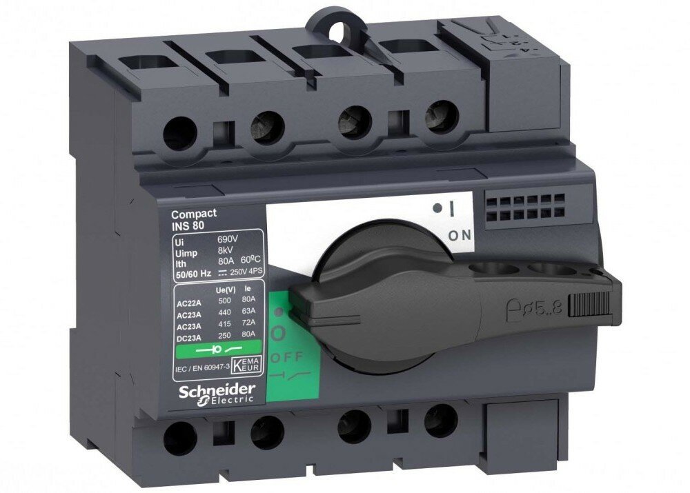 Schneider Electric Interpact INS/INV Выключатель-разъединитель 3P 80А рукоятка спереди 28904