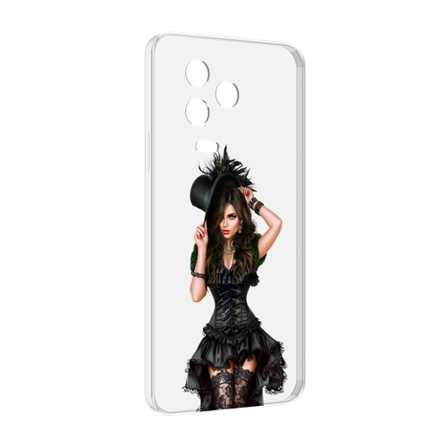 Чехол MyPads стройная-девушка-в-черном-платье для Infinix Note 12 2023 (X676C) задняя-панель-накладка-бампер