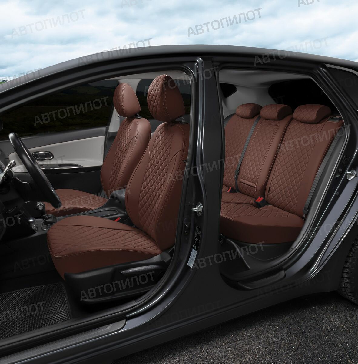 Чехлы для Мазда 6 седан (2002-2007) / Премиум авточехлы на сиденья Mazda 6 (GG) Sd, темно-коричневый