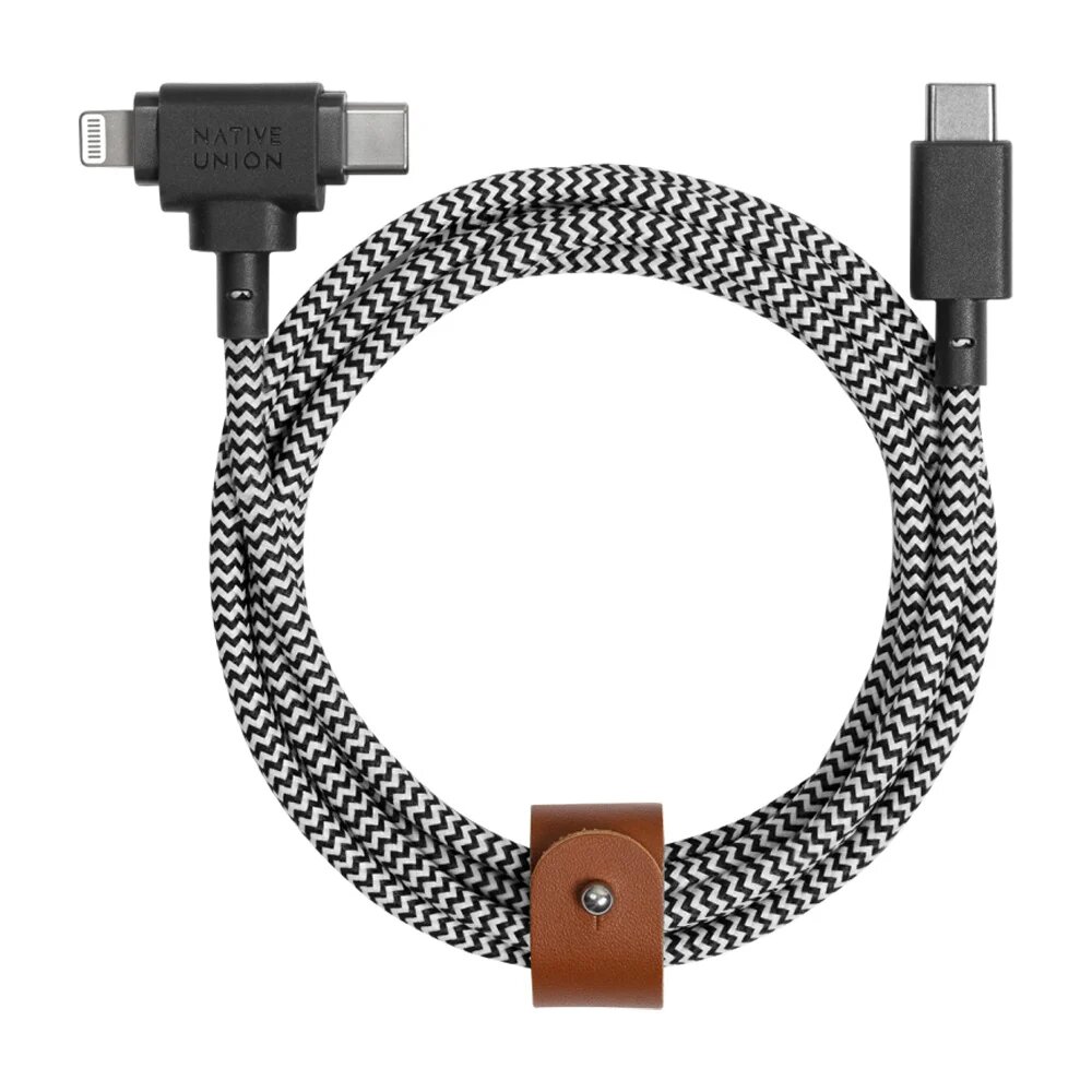 Native Union BELT CABLE UNIVERSAL C TO C/L zebra кабель usb-c to usb-c/lightning, 1.5 м