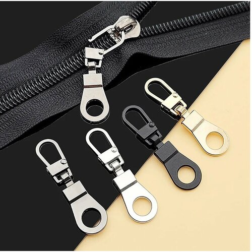 Пуллер для молнии (застежка, держатель, язычок для бегунка молнии) съемный, металл, золото, 2шт.