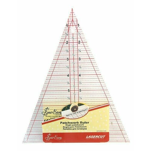 Линейка-треугольник с углом 45*, градация в дюймах, размер 8 1/2 x 7 21,59 х 17,78 см прозрачный с красно-черной разметкой HEMLINE NL4157 линейка треугольник для кроя блока летящие гуси от 1 до 5