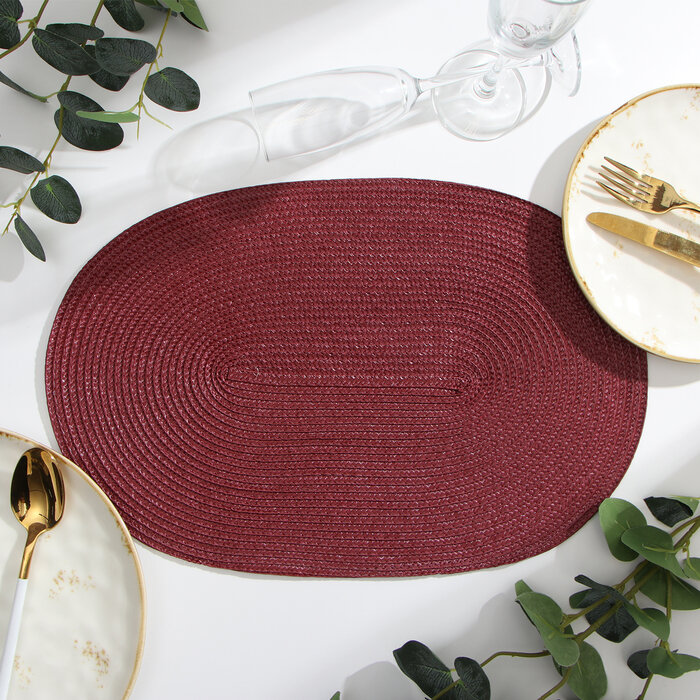 фото Салфетка сервировочная Доляна "Овал", цв. бордо, 45*30 см