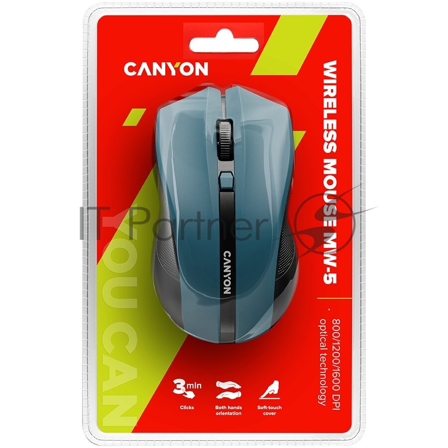 Мышь беспроводная Canyon CNE-CMSW05G, 1600dpi, Зеленый CNE-CMSW05G - фото №8