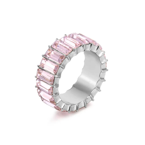 Кольцо, циркон, размер 15, серебряный, розовый