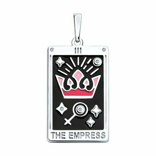 Подвеска, серебро, 925 проба, эмаль, фианит