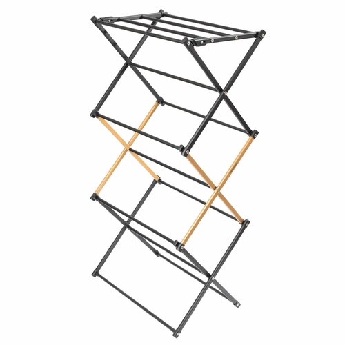 Сушилка для белья напольная, 60х107 см, 3 уровня, раскладная, металл, черная, Compact black черный