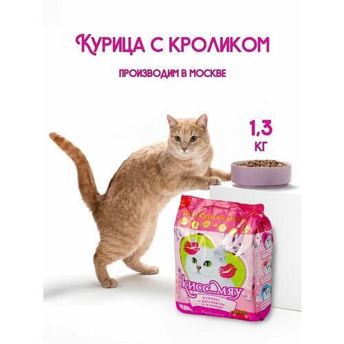 Сухой корм для кошек, Курица с кроликом и зеленью, 1,3кг