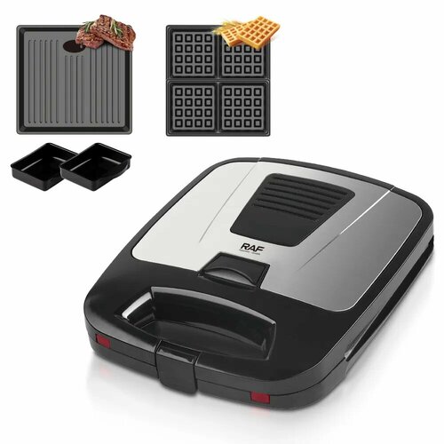 Мультимейкер 2 в 1 гриль вафли от RAF В комплекте набор c устройством от производителя в нём идут две антипригарные панели для вафель 1шт гриль 1 шт 490000₽