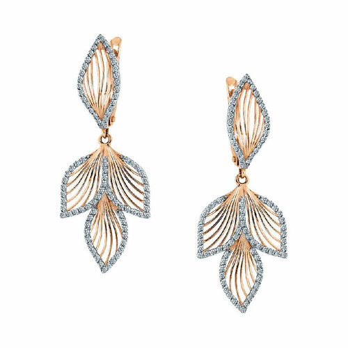 Серьги АЛЕКСИ, красное золото, 585 проба, фианит, красный, золотой