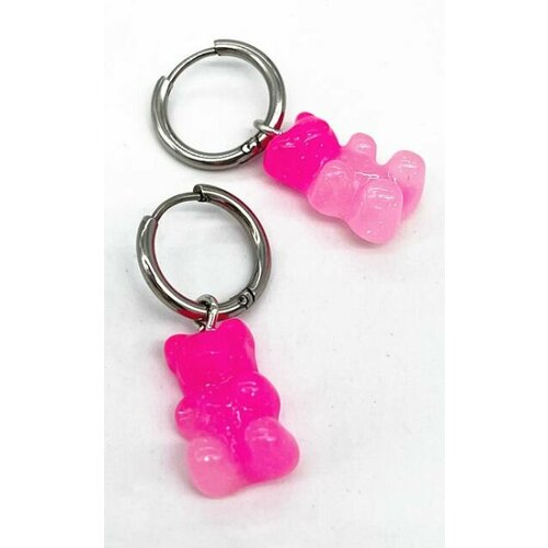 Серьги , пластик, размер 20 мм, розовый