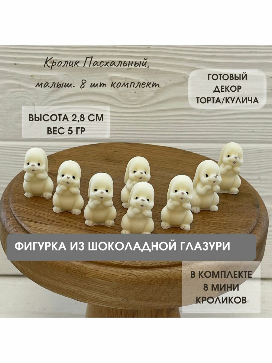 фото Фигурки из шоколадной глазури. Пасхальные кролики для кулича. Набор 8 шт.