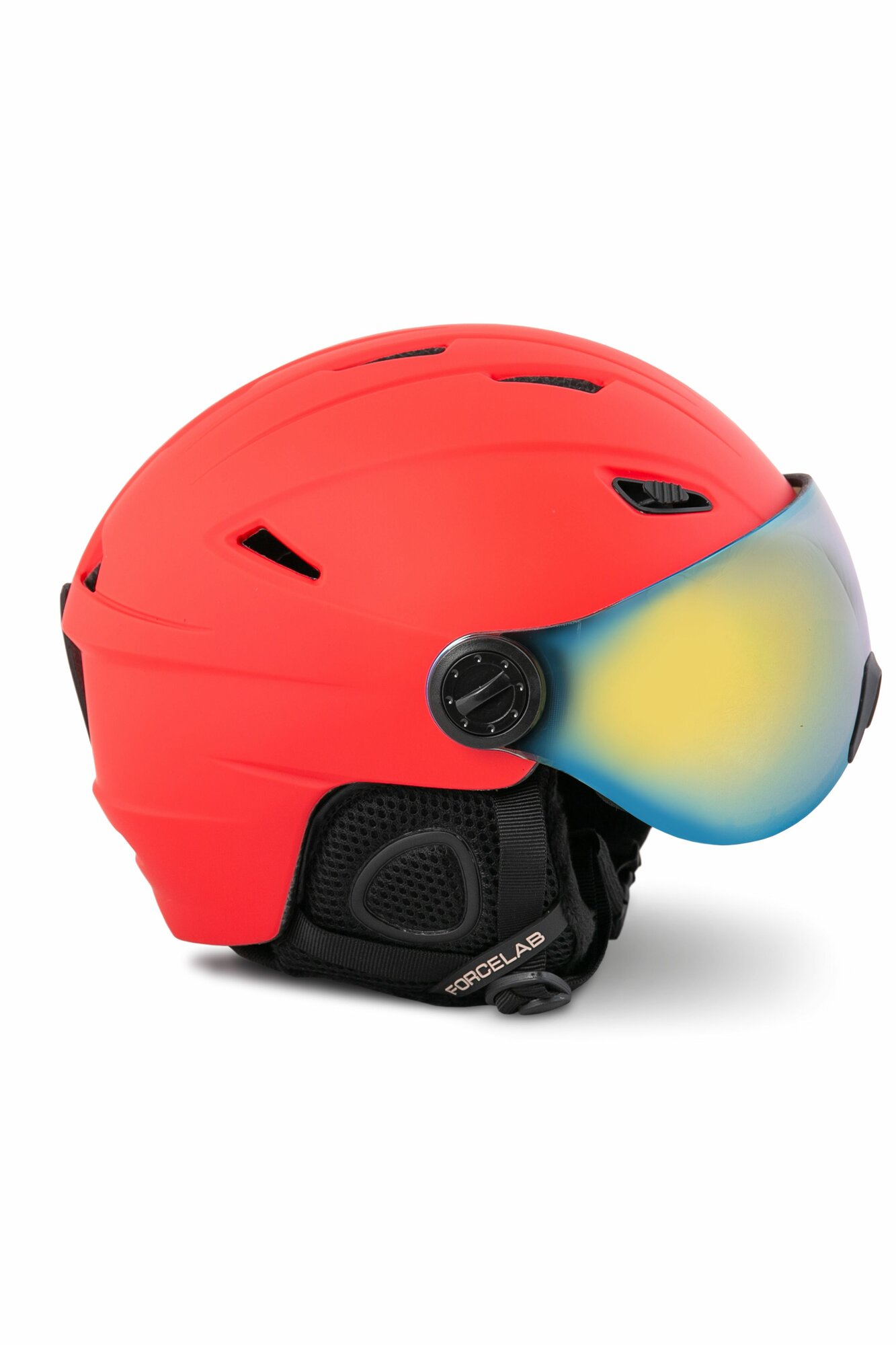 Шлем защитный горнолыжный с визором FORCELAB, красный, 60
