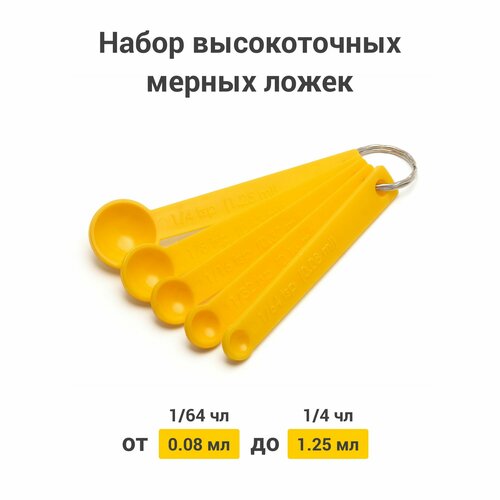 Набор мерные ложки пластиковые из 5 шт, желтые